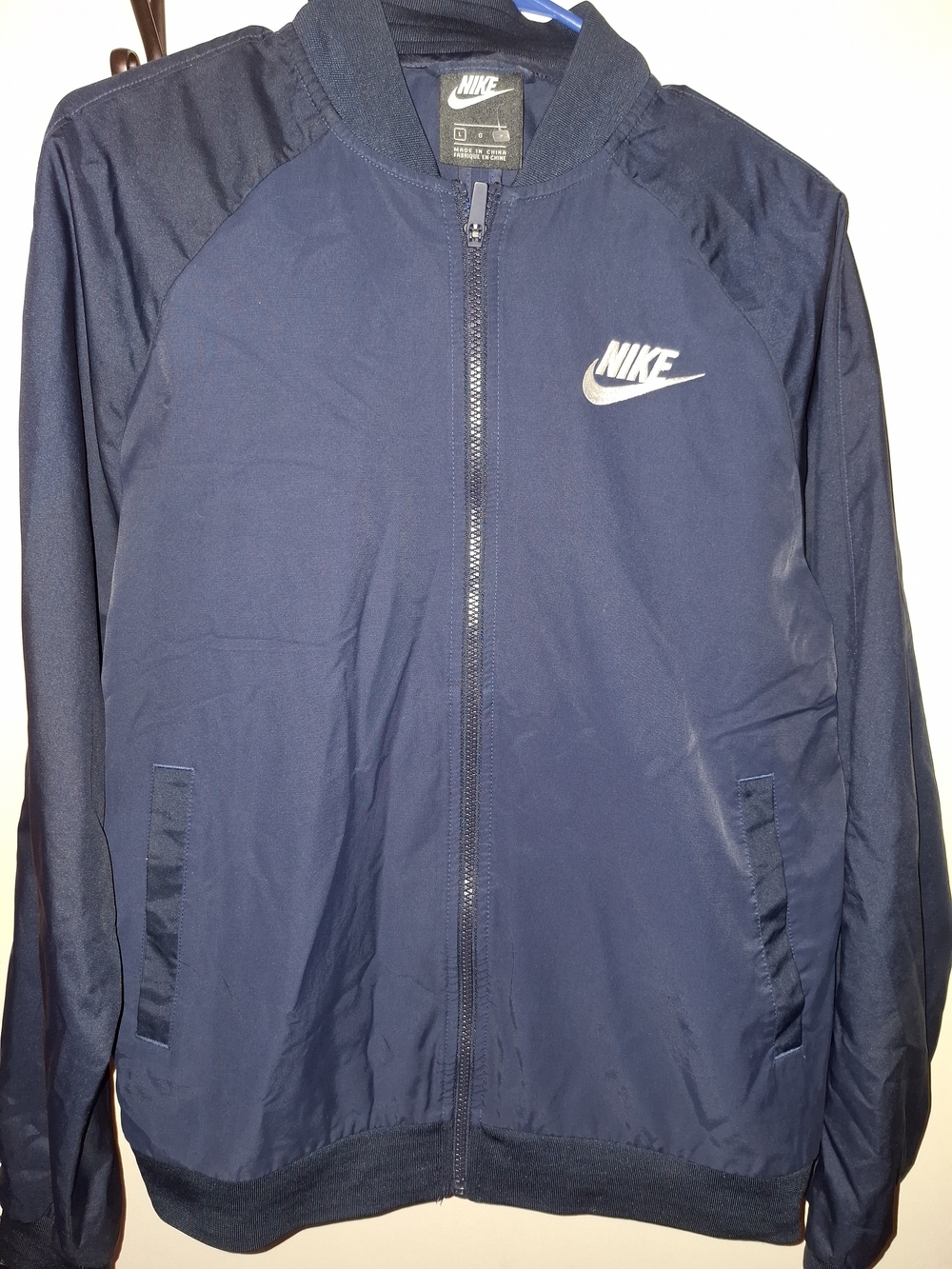 Nike Men's Dark Navy Zip-Up Bomber Jacket